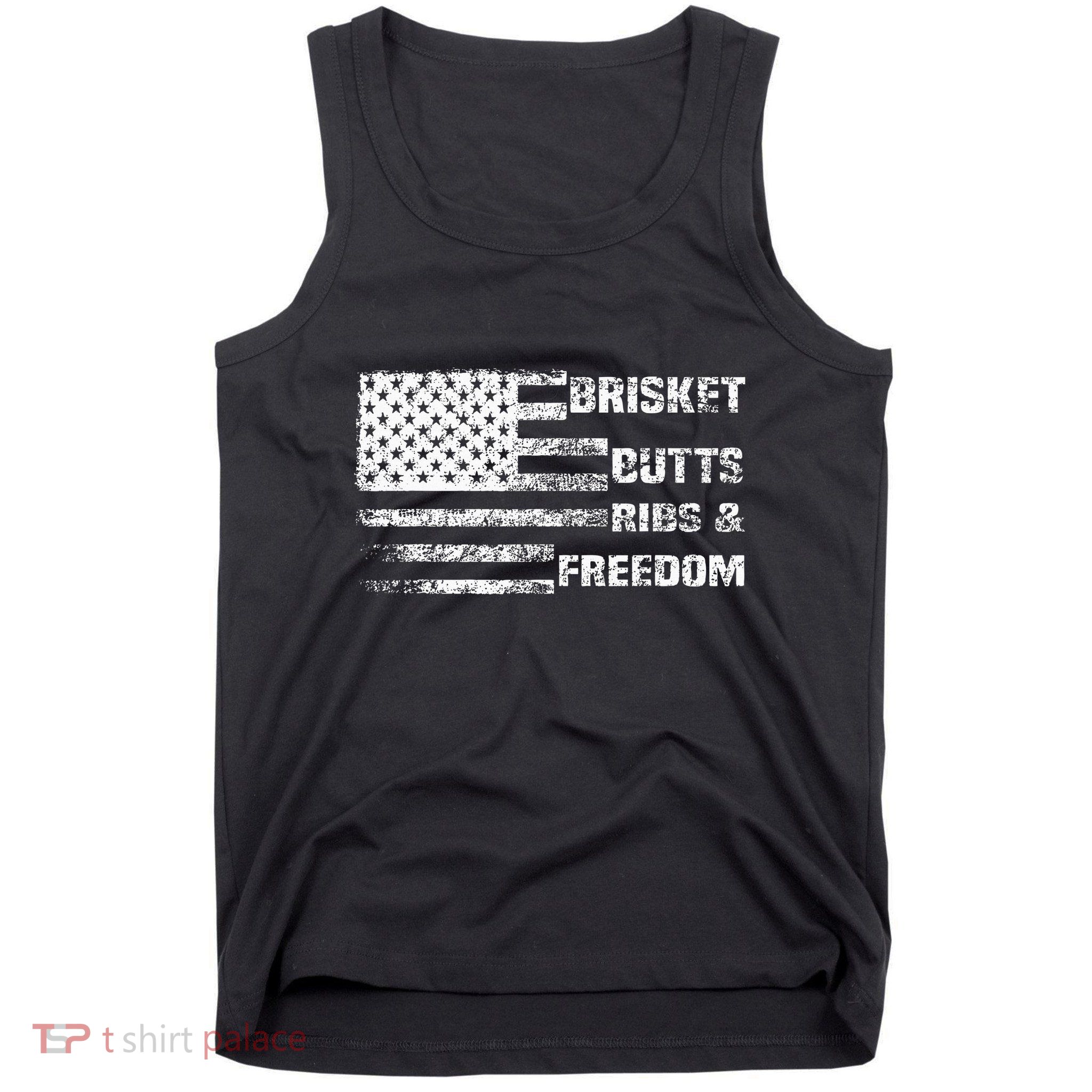 Funny Bbq Brisket Butts Ribs And Freedom Funny Grilling Tank Top