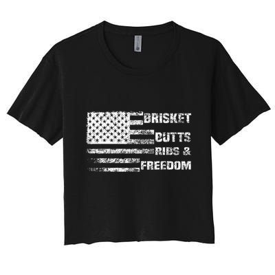 Funny Bbq Brisket Butts Ribs And Freedom Funny Grilling Crop Top