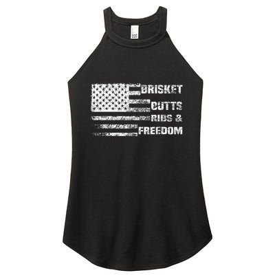 Funny Bbq Brisket Butts Ribs And Freedom Funny Grilling Women's Perfect Tri Rocker Tank