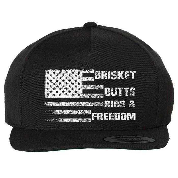 Funny Bbq Brisket Butts Ribs And Freedom Funny Grilling Wool Snapback Cap