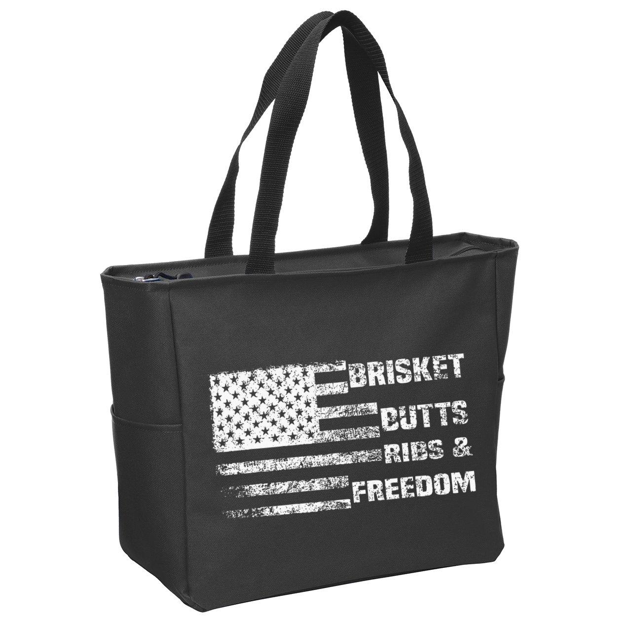 Funny Bbq Brisket Butts Ribs And Freedom Funny Grilling Zip Tote Bag