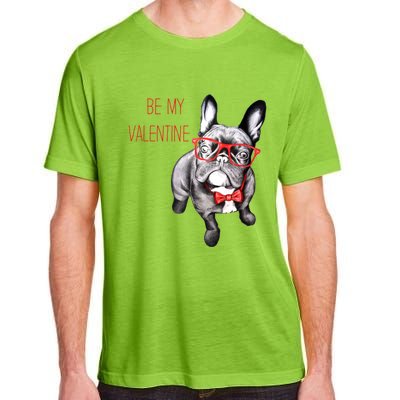 French Bulldog Be My Valentine With Red Glasses Gift Adult ChromaSoft Performance T-Shirt