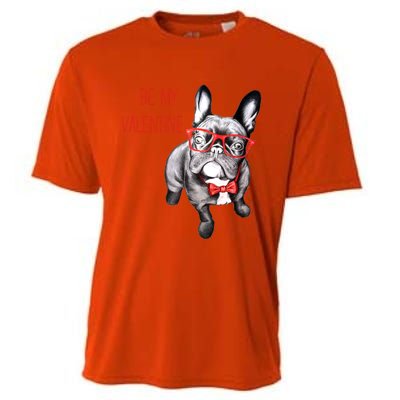 French Bulldog Be My Valentine With Red Glasses Gift Cooling Performance Crew T-Shirt