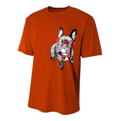 French Bulldog Be My Valentine With Red Glasses Gift Performance Sprint T-Shirt