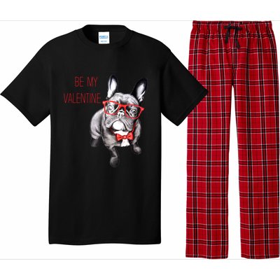 French Bulldog Be My Valentine With Red Glasses Gift Pajama Set