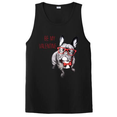 French Bulldog Be My Valentine With Red Glasses Gift PosiCharge Competitor Tank