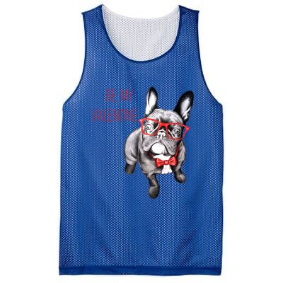 French Bulldog Be My Valentine With Red Glasses Gift Mesh Reversible Basketball Jersey Tank