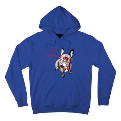 French Bulldog Be My Valentine With Red Glasses Gift Tall Hoodie