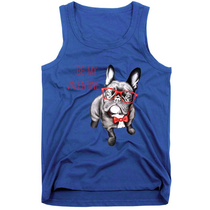 French Bulldog Be My Valentine With Red Glasses Gift Tank Top