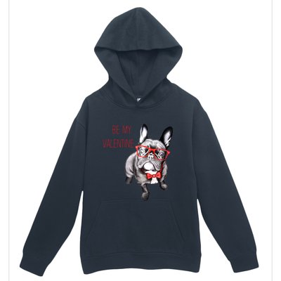 French Bulldog Be My Valentine With Red Glasses Gift Urban Pullover Hoodie