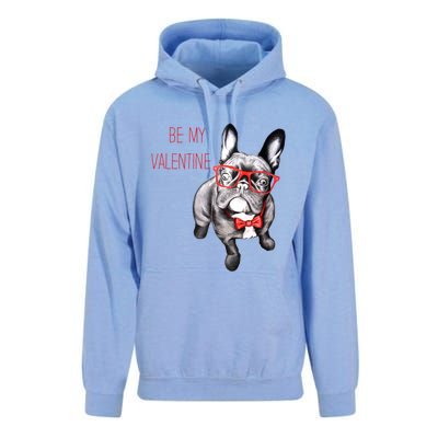 French Bulldog Be My Valentine With Red Glasses Gift Unisex Surf Hoodie