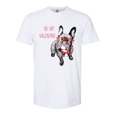 French Bulldog Be My Valentine With Red Glasses Gift Softstyle CVC T-Shirt