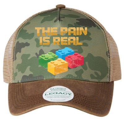 Funny Building Blocks Bricks Builder Pain Is Real Gift Legacy Tie Dye Trucker Hat