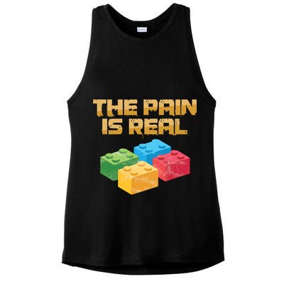 Funny Building Blocks Bricks Builder Pain Is Real Gift Ladies PosiCharge Tri-Blend Wicking Tank