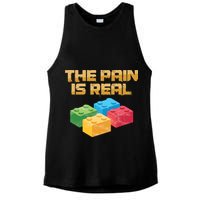 Funny Building Blocks Bricks Builder Pain Is Real Gift Ladies PosiCharge Tri-Blend Wicking Tank
