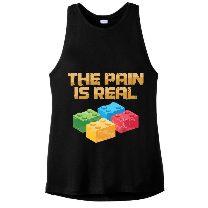Funny Building Blocks Bricks Builder Pain Is Real Gift Ladies PosiCharge Tri-Blend Wicking Tank