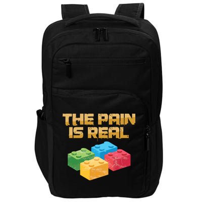 Funny Building Blocks Bricks Builder Pain Is Real Gift Impact Tech Backpack