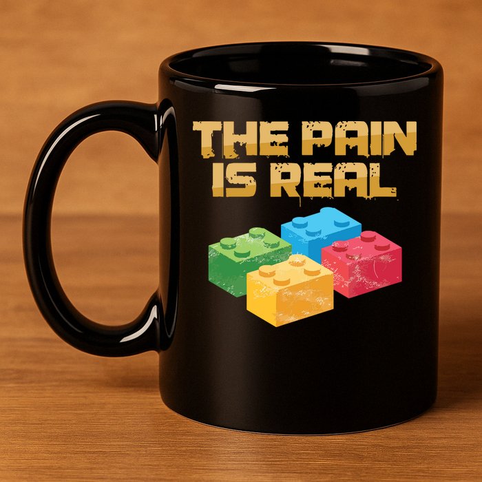 Funny Building Blocks Bricks Builder Pain Is Real Gift 11oz C Handle Ceramic Mug