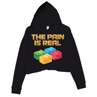 Funny Building Blocks Bricks Builder Pain Is Real Gift Crop Fleece Hoodie