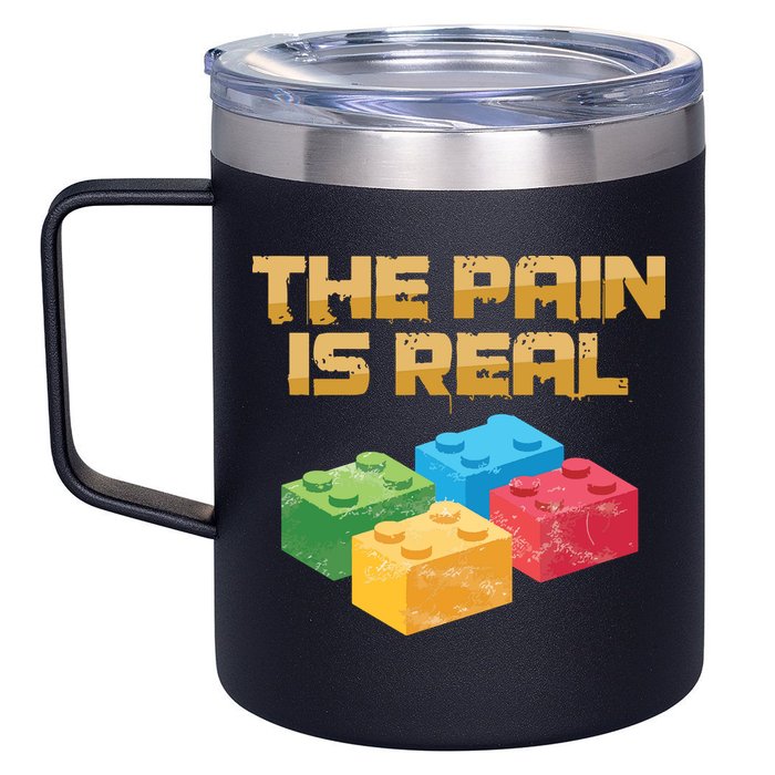 Funny Building Blocks Bricks Builder Pain Is Real Gift 12oz Stainless Steel Coffee Mug