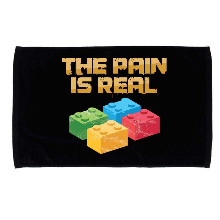 Funny Building Blocks Bricks Builder Pain Is Real Gift Microfiber Hand Towel