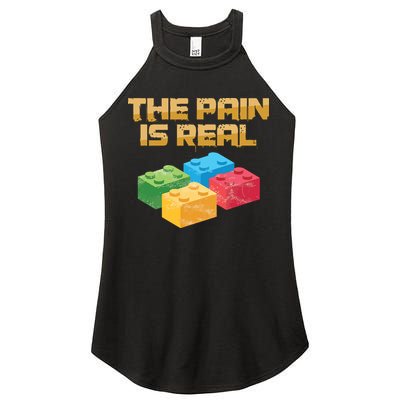 Funny Building Blocks Bricks Builder Pain Is Real Gift Women's Perfect Tri Rocker Tank