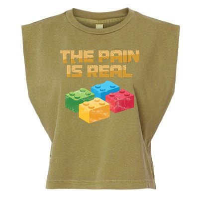 Funny Building Blocks Bricks Builder Pain Is Real Gift Garment-Dyed Women's Muscle Tee