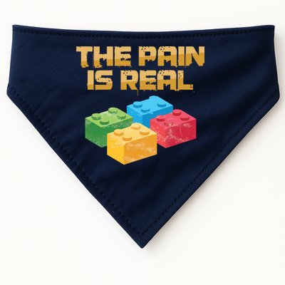 Funny Building Blocks Bricks Builder Pain Is Real Gift USA-Made Doggie Bandana