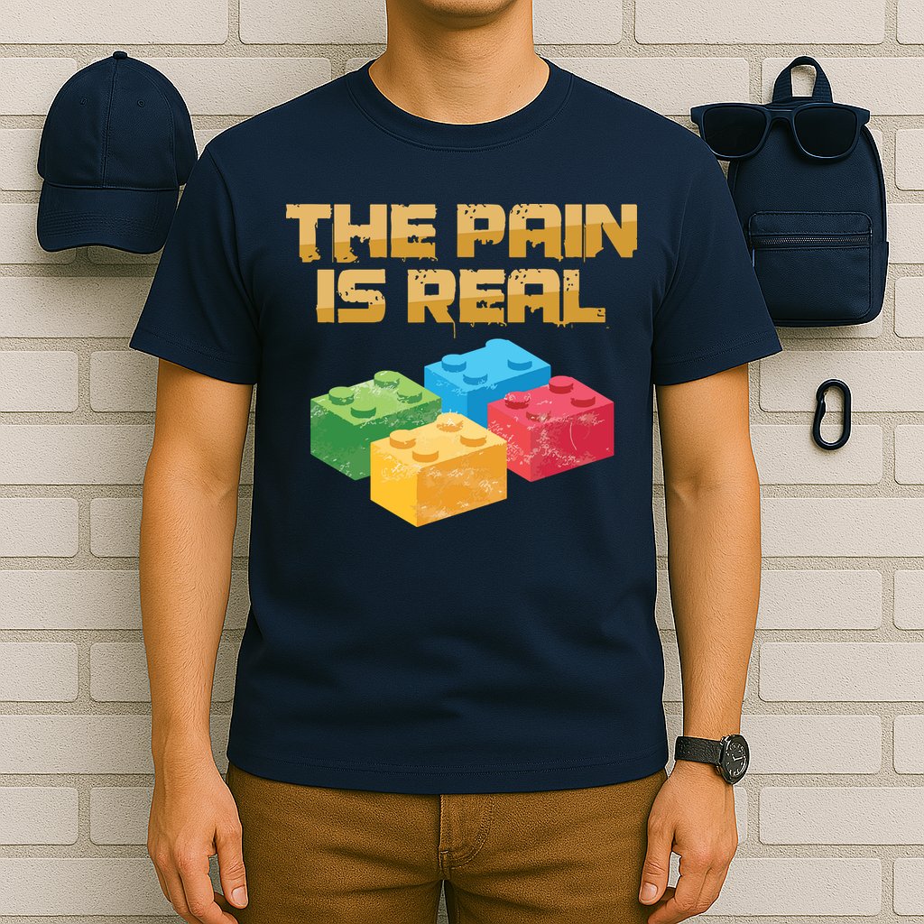 Funny Building Blocks Bricks Builder Pain Is Real Gift T-Shirt