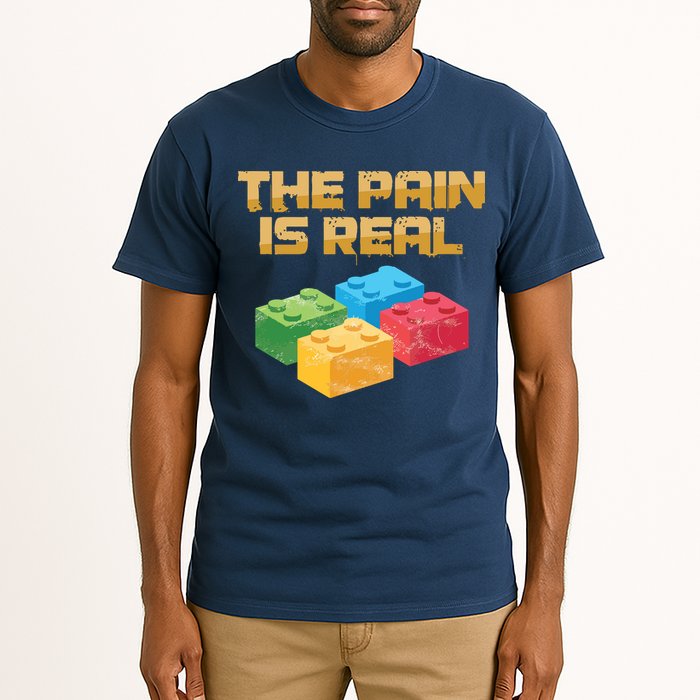Funny Building Blocks Bricks Builder Pain Is Real Gift Tall T-Shirt