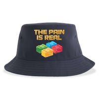 Funny Building Blocks Bricks Builder Pain Is Real Gift Sustainable Bucket Hat