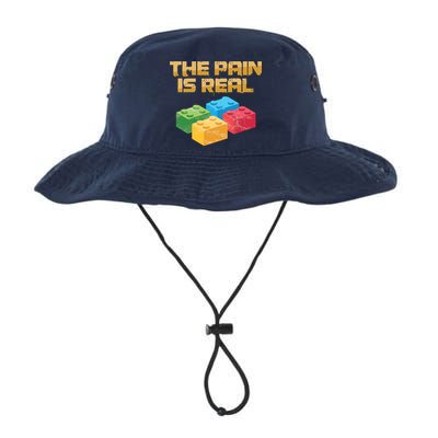 Funny Building Blocks Bricks Builder Pain Is Real Gift Legacy Cool Fit Booney Bucket Hat