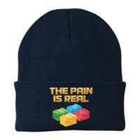 Funny Building Blocks Bricks Builder Pain Is Real Gift Beanie