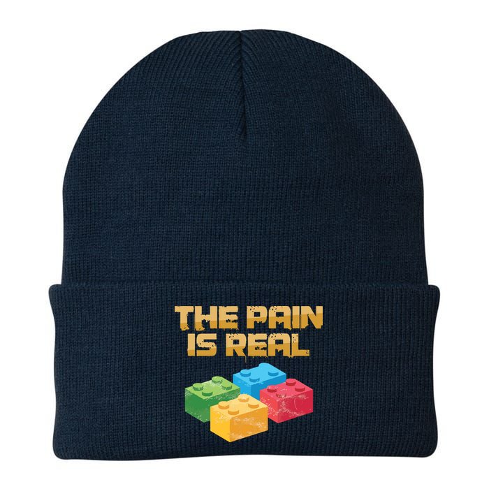 Funny Building Blocks Bricks Builder Pain Is Real Gift Beanie