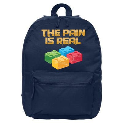 Funny Building Blocks Bricks Builder Pain Is Real Gift 16 in Basic Backpack