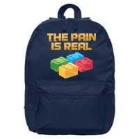 Funny Building Blocks Bricks Builder Pain Is Real Gift 16 in Basic Backpack