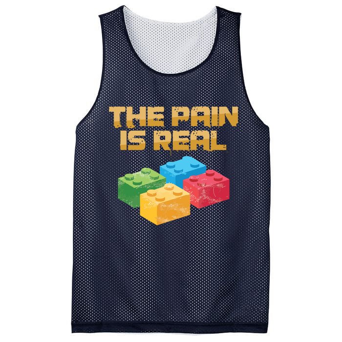 Funny Building Blocks Bricks Builder Pain Is Real Gift Mesh Reversible Basketball Jersey Tank