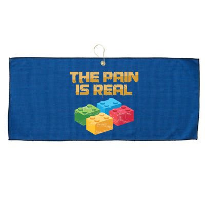 Funny Building Blocks Bricks Builder Pain Is Real Gift Large Microfiber Waffle Golf Towel