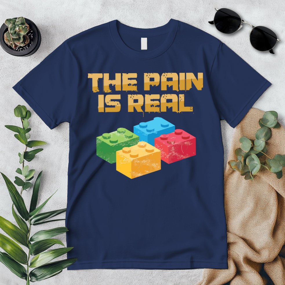 Funny Building Blocks Bricks Builder Pain Is Real Gift Premium T-Shirt