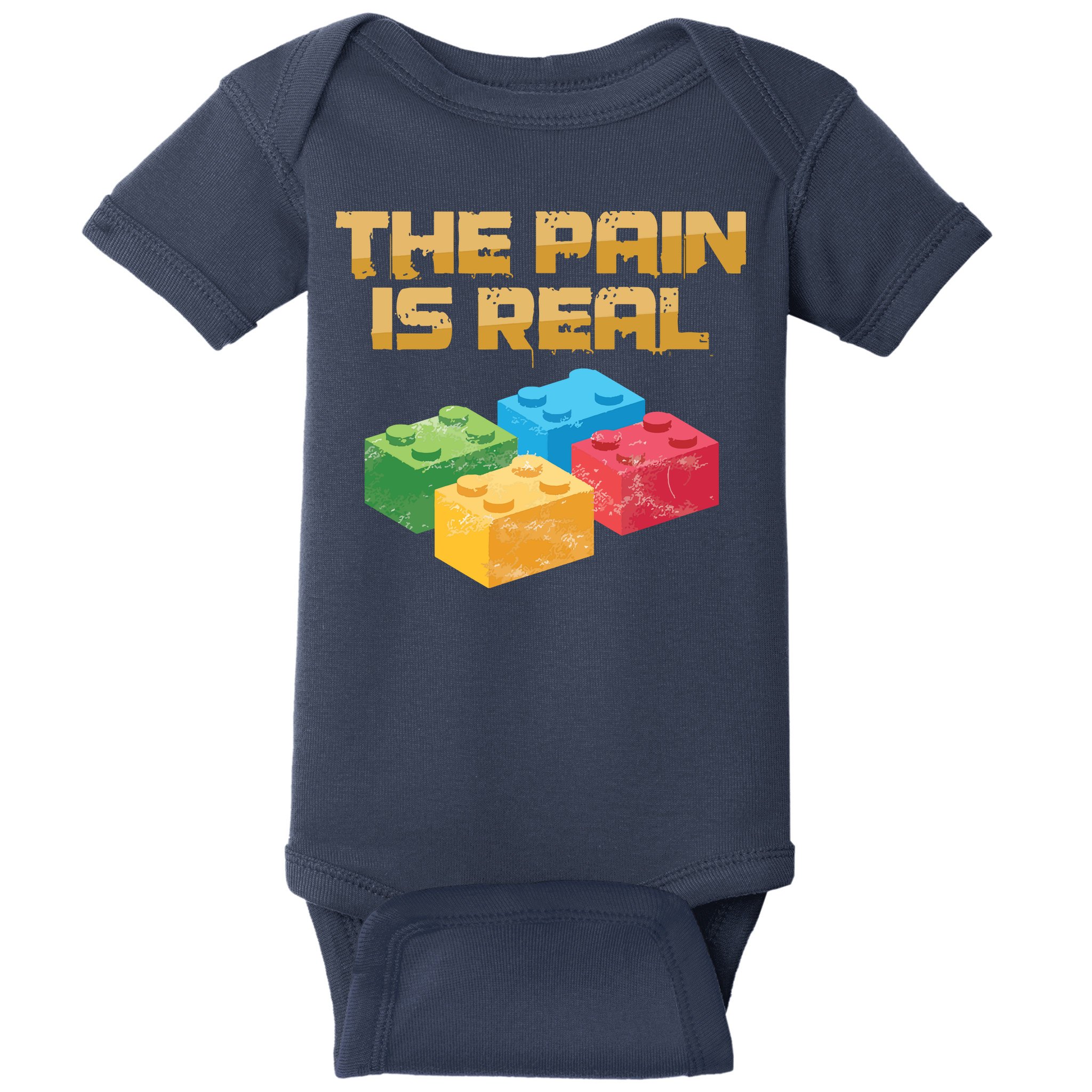 Funny Building Blocks Bricks Builder Pain Is Real Gift Baby Bodysuit