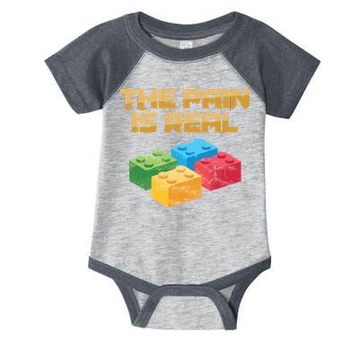 Funny Building Blocks Bricks Builder Pain Is Real Gift Infant Baby Jersey Bodysuit