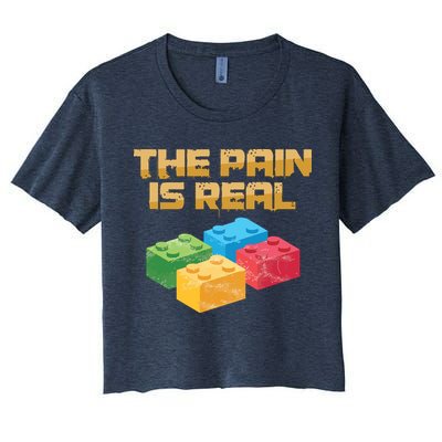 Funny Building Blocks Bricks Builder Pain Is Real Gift Crop Top