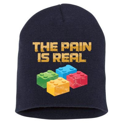 Funny Building Blocks Bricks Builder Pain Is Real Gift Short Acrylic Beanie