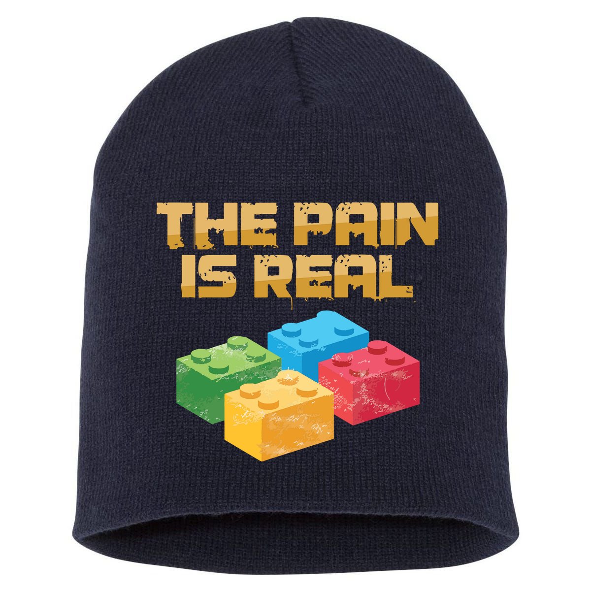 Funny Building Blocks Bricks Builder Pain Is Real Gift Short Acrylic Beanie