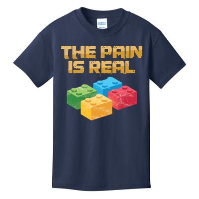 Funny Building Blocks Bricks Builder Pain Is Real Gift Kids T-Shirt