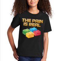 Funny Building Blocks Bricks Builder Pain Is Real Gift Kids T-Shirt