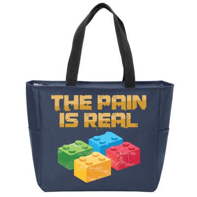 Funny Building Blocks Bricks Builder Pain Is Real Gift Zip Tote Bag