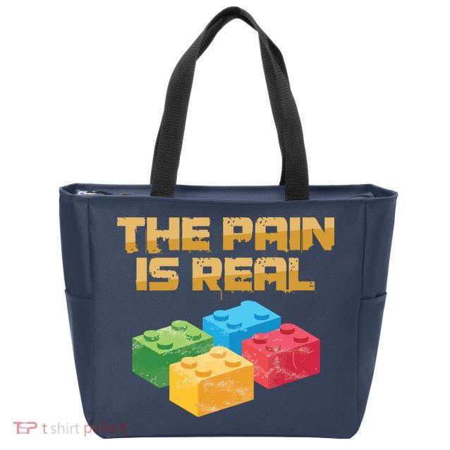 Funny Building Blocks Bricks Builder Pain Is Real Gift Zip Tote Bag