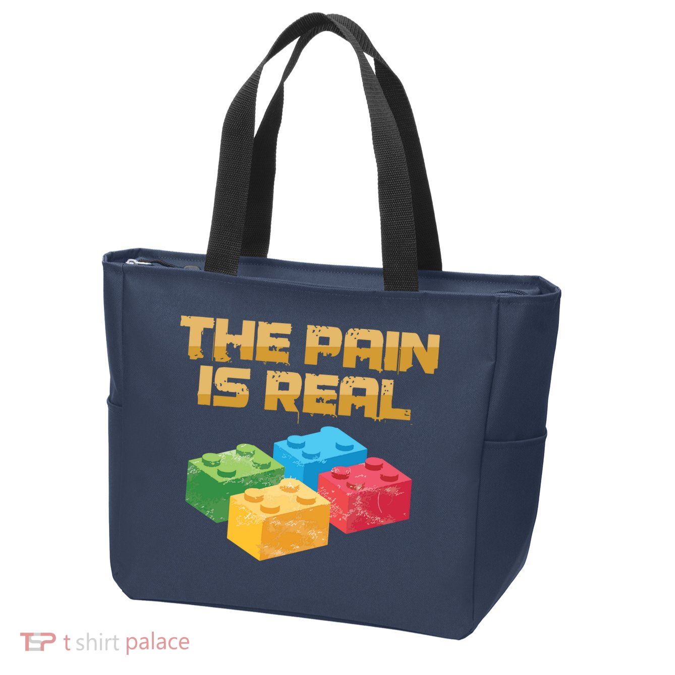 Funny Building Blocks Bricks Builder Pain Is Real Gift Zip Tote Bag