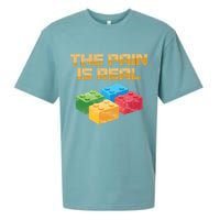 Funny Building Blocks Bricks Builder Pain Is Real Gift Sueded Cloud Jersey T-Shirt